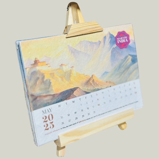 Printed Table Calendar With Back Wooden Stand