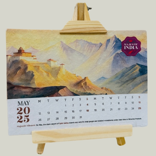 Printed Table Calendar With Back Wooden Stand
